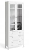 Madrid China Cabinet with 2 Glass Doors and 3 Drawers finished in White