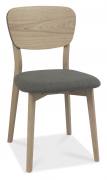 Bentley Designs Dansk Scandi Oak Veneer Back Chair - Cold Steel Fabric (Pair) 