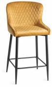 The Bentley Designs Cezanne Mustard Velvet Fabric Bar Stools with Sand Black Powder Coated LegsMustard Velvet Fabric Bar Stool with Sand Black Powder Coated Legs