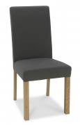 Bentley Designs - Parker Light Oak Square Back Dining Chair - Cold Steel (Pair)