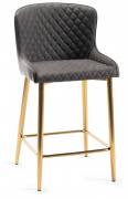 The Bentley Designs Cezanne Dark Grey Faux Leather Bar Stools with Matt Gold Plated Legs (Pair)