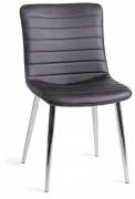 The Bentley Designs Rothko Black Faux Leather Chair with Shiny Nickel Legs 