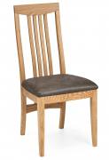 Bentley Designs - High Park Oak Slatted Chair - Brown Bonded Leather (Pair)