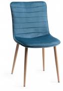 Bentley Designs Eriksen Petrol Blue Velvet Fabric Chair with Grey Rustic Oak Effect Legs
