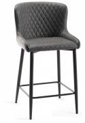 The Alstons Cezanne Dark Grey Faux Leather Bar Stools with Sand Black Powder Coated Legs 