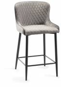 The Bentley Designs Cezanne Grey Velvet Fabric Bar Stools with Sand Black Powder Coated Legs