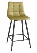 The Bentley Designs Mondrian MustardVelvet Fabric Bar Stools with Sand Black Powder Coated Legs (Pair)