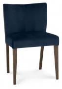 The Bentley Designs Turin Dark Oak Low Back Uph Chair in Dark Blue Velvet Fabric