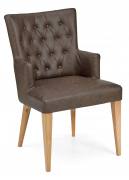 Bentley Designs - High Park Oak Upholstered Arm Dining Chair (Pair) - Leather 4101-09UAB-DBR