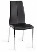 Bentley Designs Benton Black Faux Leather Chair with Shiny Nickel Legs 