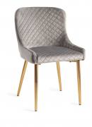 Bentley Designs Cezanne Grey Velvet Fabric Chair with Matt Gold Plated Legs 