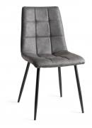 The Bentley Designs Mondrian Dark Grey Faux Leather Chair with Sand Black Powder Coated Legs 