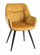 Bentley Designs Dali Mustard Velvet Fabric Chair with Black Powder Coated Legs 
