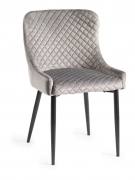 Bentley Designs Cezanne Grey Velvet Fabric Chair with Sand Black Powder Coated Legs 