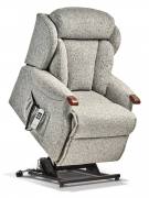 Cartmel Petite Riser Recliner chair with Dark Beech Knuckles in Carolina Zinc fabric 
