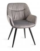 Bentley Designs Dali Grey Velvet Fabric Chair with Sand Black Powder Coated Legs  