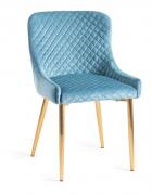 Bentley Designs Cezanne Petrol Blue Velvet Fabric Chair with Matt Gold Plated Legs 