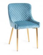 Bentley Designs Cezanne Petrol Blue Velvet Fabric Chair with Matt Gold Plated Legs 