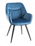 Bentley Designs Petrol Blue Velvet Fabric Chair with Sand Black Powder Coated Legs 