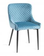 Bentley Designs Cezanne Petrol Blue Velvet Fabric Chair with Sand Black Powder Coated Legs 