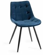 The Bentley Designs Seurat Blue Velvet Fabric Chair With Sand Black Powder Coated Legs 