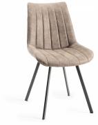 Bentley Designs Fontana Tan Faux Suede Fabric Chairs with Grey Hand Brushing on Black Powder Coated Legs