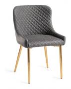 Bentley Designs Cezanne Dark grey Faux Leather Chair with Matt Gold Plated Legs 