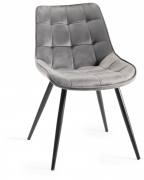 The Bentley Designs Seurat Grey Velvet Fabrics Chairs with Sand Black Powder Coated Legs