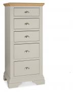 The Bentley Designs Hampstead Soft Grey & Pale Oak 5 Drawer Tall Chest