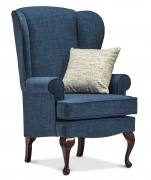 Highland Blue with Mahogany leg and Kimberley Silver scatter cushion