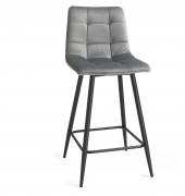 The Bentley Designs Mondrian Grey Velvet Fabric Bar Stools with Sand Black Powder Coated Legs (Pair)