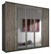Pictured in Dark Rustic Oak with 3 Mirrored doors. Passe-partout frame and lights sold separately.