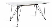 The Bentley Designs Micro Clear Tempered Glass 6 Seater Dining Table with Sand Black Powder Coated Legs 