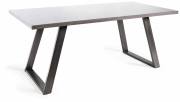 The Bentley Designs Hirst Grey Painted Tempered Glass 6 Seater Dining Table With Grey Hand Brushing on Black Powder Coated Base 