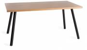 The Bentley Designs Ramsay Rustic Oak Effect Melamine 6 Seater Dining Table with 4 Sand Black Powder Coated Legs 