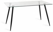 Bentley Designs Martini Clear tempered Glass 6 Seater Dining Table with Sand Black Powder Coated Legs 