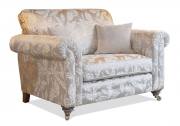 Pictured in fabric 1998, small scatter cushions in 1708, smokey oak/satin nickel castor legs
