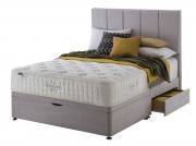Silentnight Luxuriant Natural 1400 Pocket Divan Bed pictured on Platform Top base in Dove fabric with 2 drawers and half ottoman storage and matching Sienna headboard (sold separately)