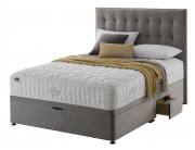 Silentnight Arella Latex Miracoil Divan Bed pictured on Platform Top base in Sandstone fabric with Mini drawers and half ottoman storage and matching Goya headboard (sold separately)