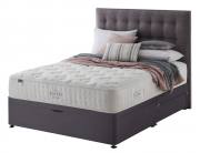 Silentnight Pastel Geltex 2000 Pocket Divan Bed pictured on Platform Top base in Plum fabric with 2 drawers and half ottoman storage and matching Goya headboard (sold separately)