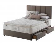 Silentnight Sublimate Latex 2400 Pocket Divan Bed pictured on Slimline base (silver glides) in Mink fabric and 4 drawers with matching Brescia headboard (sold separately)