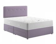 Relyon Comfort Deluxe Memory 1400 Divan Bed shown with a Buttons headboard (sold separately)on a standard base with 2+2 drawers in Amethyst fabric