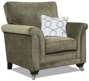 Alstons Fleming chair pictured in fabric 2790 (Band D), small scatter cushion in 2258, ebony/polished chrome castor legs (FM2).