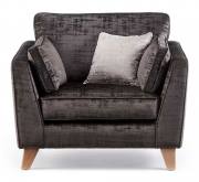 The Alpha Designs Vincent Chair in Alessia Expresso with Alessia Stone Scatter Cushions