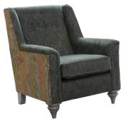 Alstons Darwin woodstock accent chair in fabric 5770, contrasting outside arm in 5000