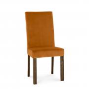 Bentley Designs  - Parker Square Back Dining Chairs - Dark Oak - Harvest Pumpkin Velvet Fabric (Pair)