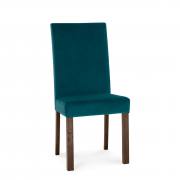 Bentley Designs Parker Square Back Dining Chairs - Dark Oak - Sea Green Velvet Fabric (Pair)