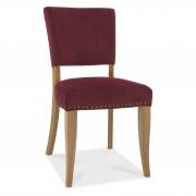Bentley Designs Rustic Oak Upholstered Chair - Crimson Velvet Fabric