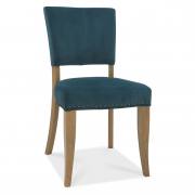Bentley Designs Rustic Oak Upholstered Chair - Sea Green Velvet Fabric