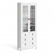 Barcelona China Cabinet with 2 Glass Doors + 3 Drawers in White 